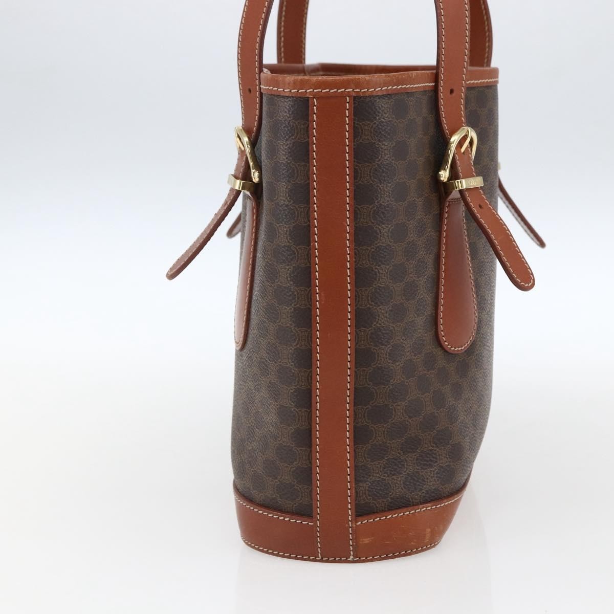 Celine Vintage Macadam Canvas and Leather, Brown, Canvas, Handbag