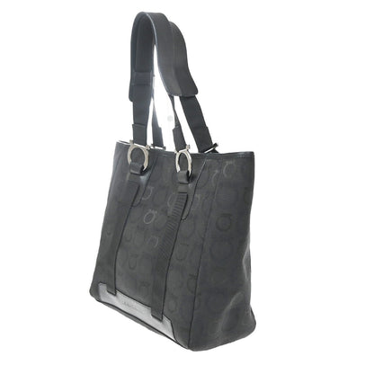 Salvatore Ferragamo Gancini Tote Canvas, Black, Canvas, Tote Bag