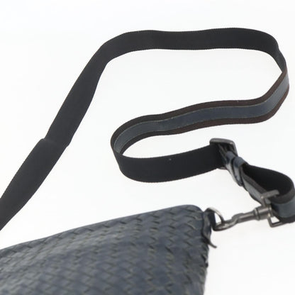 Bottega Veneta Flat Messenger Intrecciato Nappa, Navy, Leather, Crossbody Bag