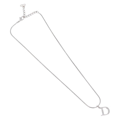 Christian Dior D logo Pendant Metal, Silver, Metal, Necklace