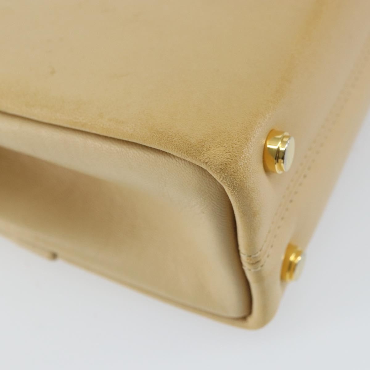 Salvatore Ferragamo Vintage Chain Leather, Beige, Leather, Handbag