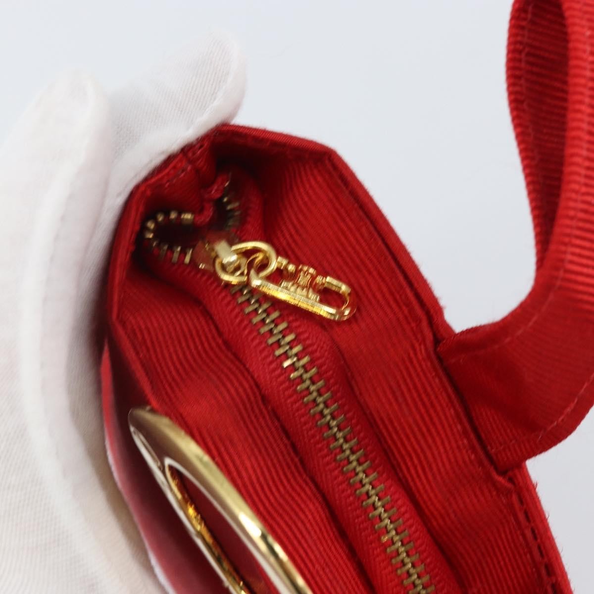 Celine Circle Logo Nylon, Red, Nylon, Clutch