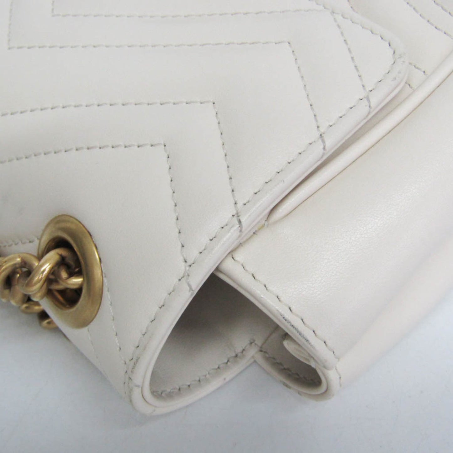 Gucci GG Marmont Square Flap Matelasse Leather, White, Leather, Shoulder Bag