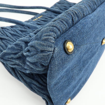Miu Miu Convertible Matelasse Denim, Blue, Denim, Tote Bag