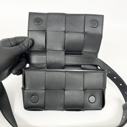 Bottega Veneta Cassette Belt Maxi Intrecciato Leather, Black, Leather, Clutch
