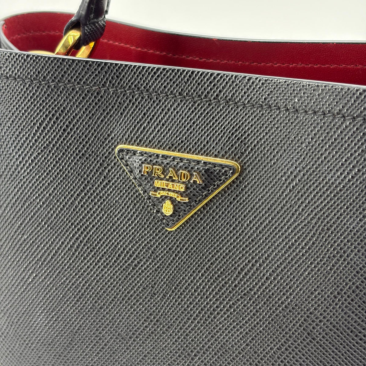 Prada Panier Bucket Saffiano Leather, Black, Leather, Handbag