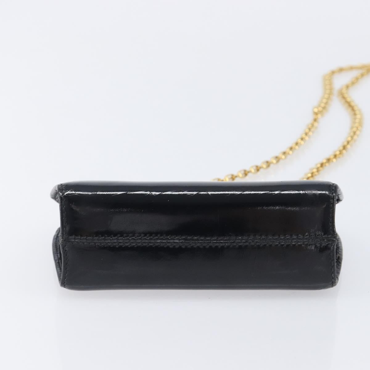 Salvatore Ferragamo Vintage Gancini Chain Patent Leather, Black, Patent Leather, Shoulder Bag