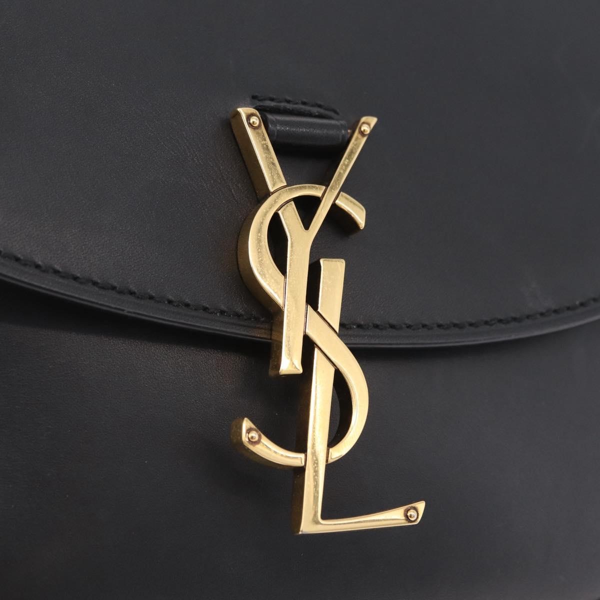 Saint Laurent Kaia Leather with Brogue Detail, Black, Leather, Shoulder Bag