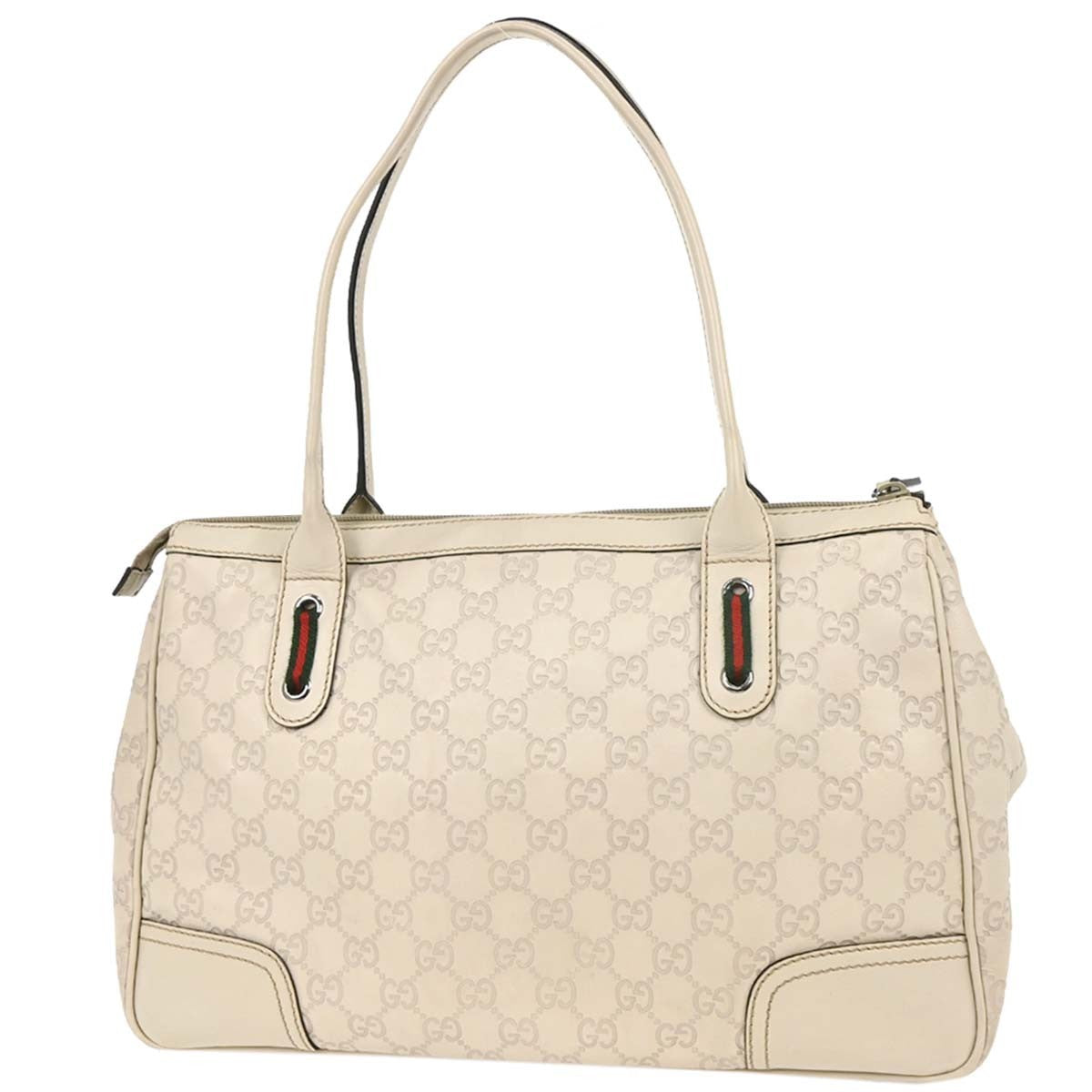 Gucci Princy Zip Tote GG Canvas and leather, White, Leather, Tote Bag