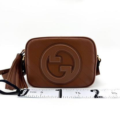 Gucci Blondie NM Camera Diagonal Quilted Leather, Brown, Leather, Shoulder Bag