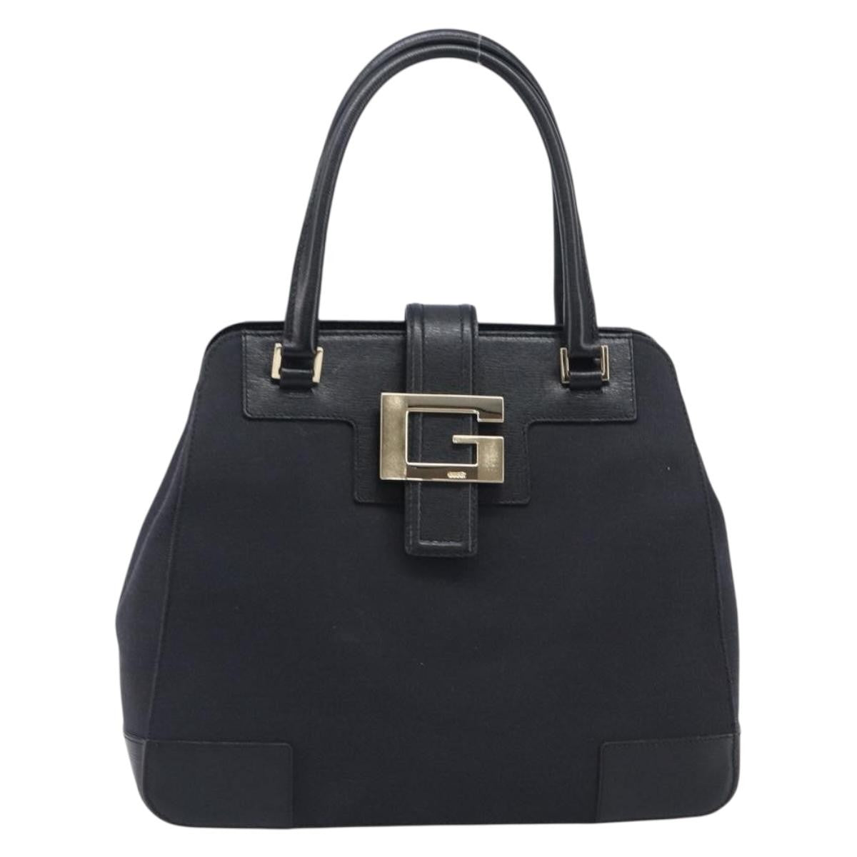Gucci Vintage G logo Canvas, Black, Leather, Shoulder Bag