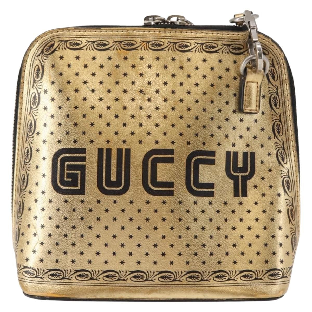 Gucci Dome Limited Edition Printed Leather, Gold, Leather, Crossbody Bag