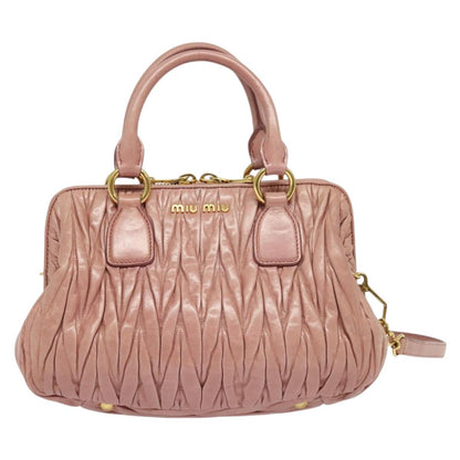 Miu Miu Madras Bowler Bag Matelasse Leather, PINK, LEATHER, Handbag