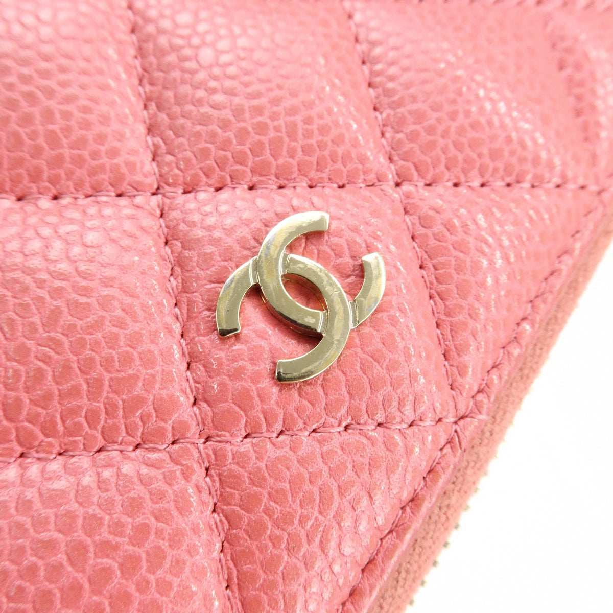 Chanel Zip Around Organizer Quilted Caviar, Pink, Leather, Wallet