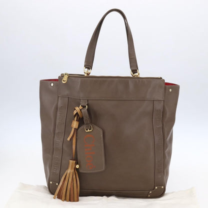 Chloe Eden Leather, Brown, Leather, Tote Bag