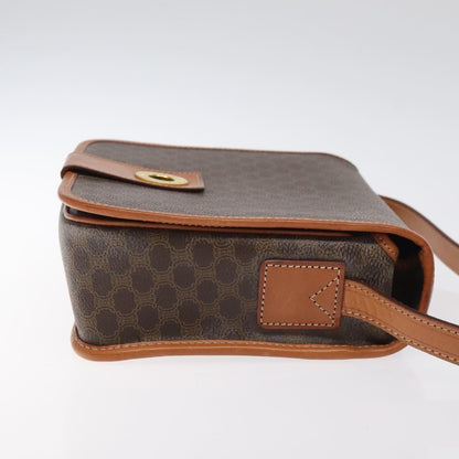 Celine Vintage Macadam Circle Logo Canvas and Leather, Brown, Canvas, Shoulder Bag