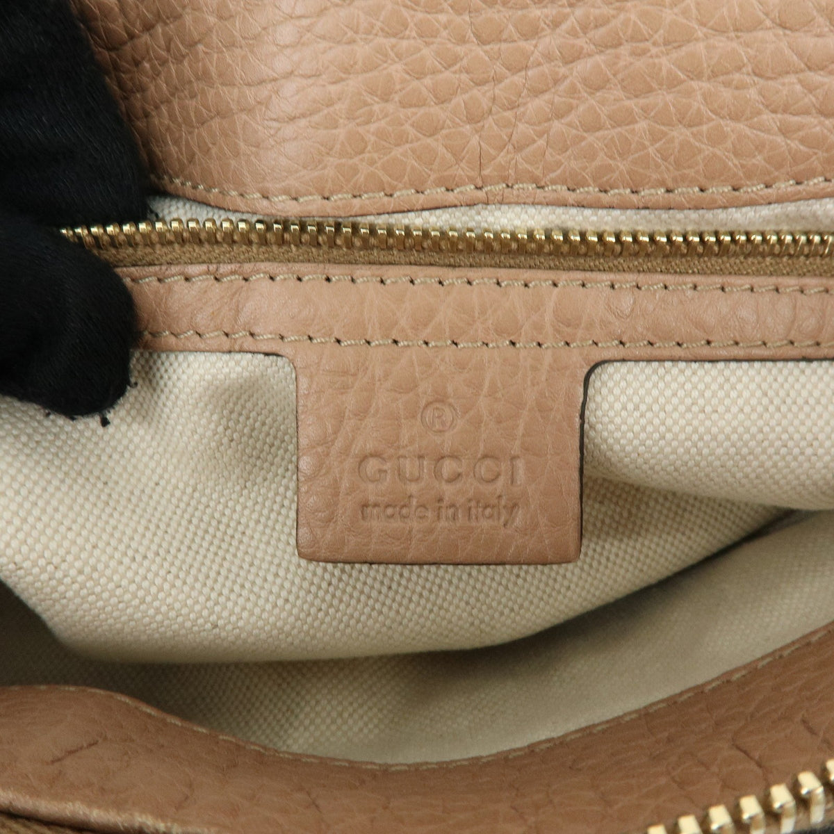 Gucci Bella Zip Leather, Beige, Leather, Tote Bag