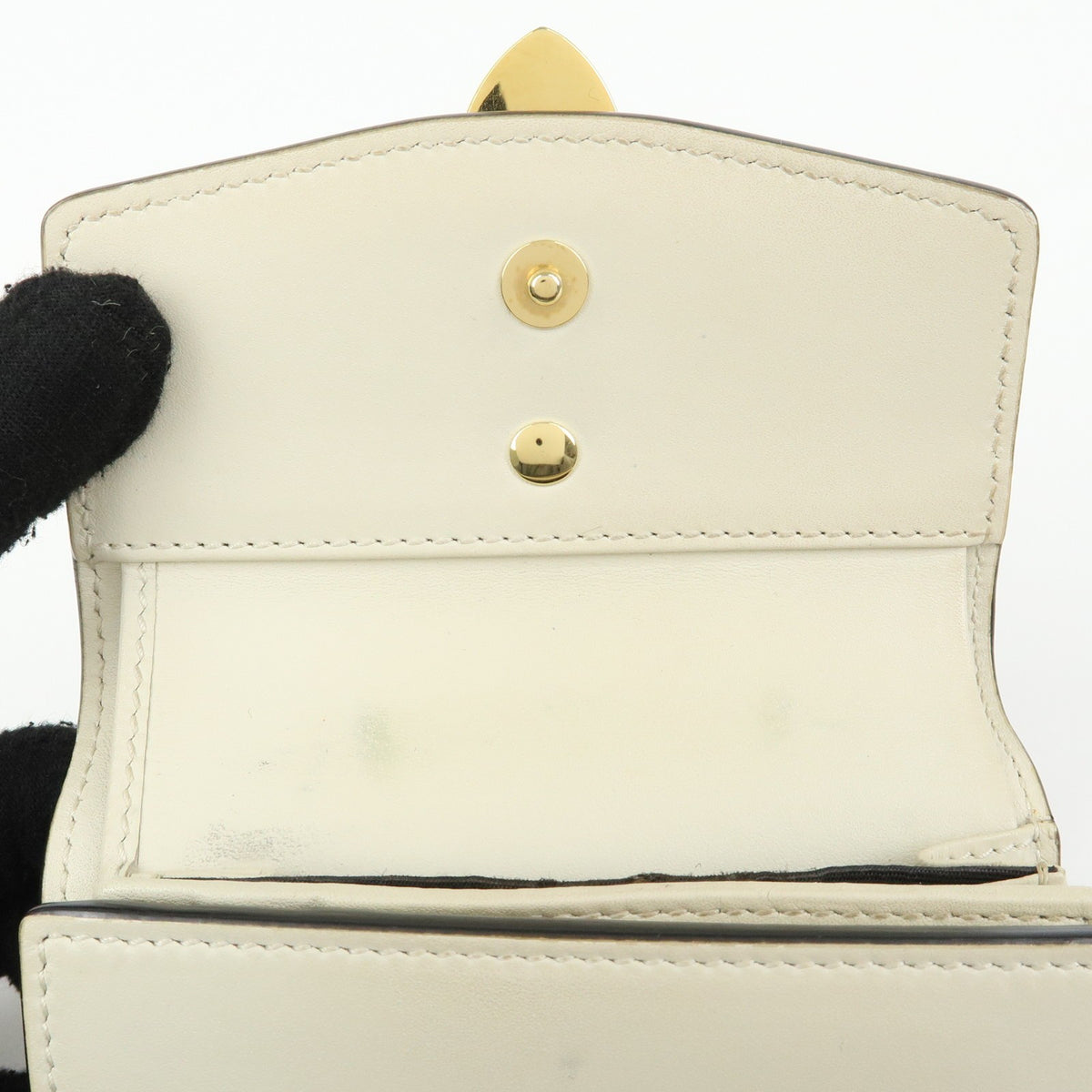 Gucci Sylvie Compact Leather, Beige, Leather, Wallet