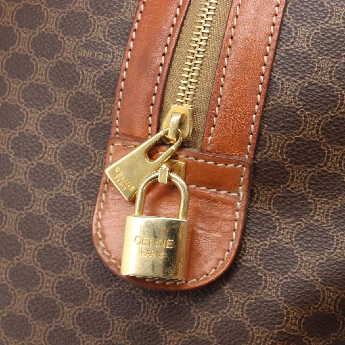 Celine Vintage Duffle Macadam Coated Canvas, Brown, Canvas, Handbag