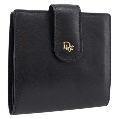 Christian Dior Bifold Card Holder Leather, Black, Leather, Card Holder