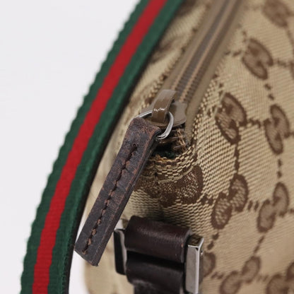 Gucci Web Boat Pochette GG Canvas and Leather, Beige, Canvas, Handbag