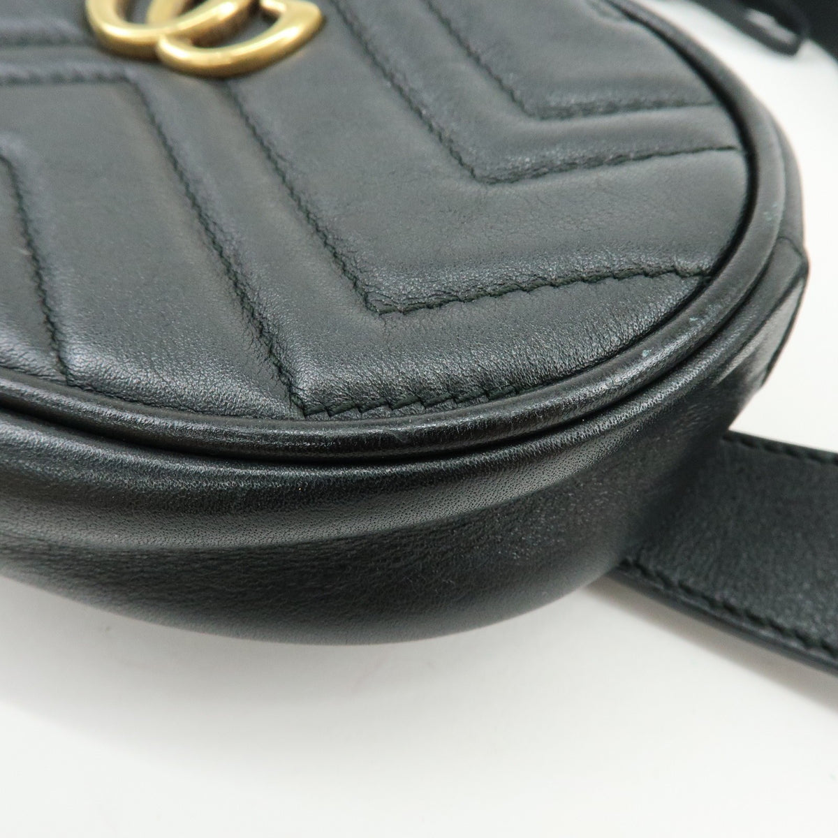 Gucci GG Marmont Belt Matelasse Leather, Black, Leather, Handbag
