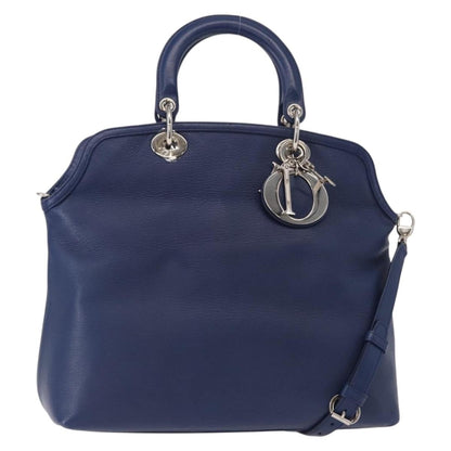 Christian Dior Granville Satchel Leather, BLUE, LEATHER, Handbag