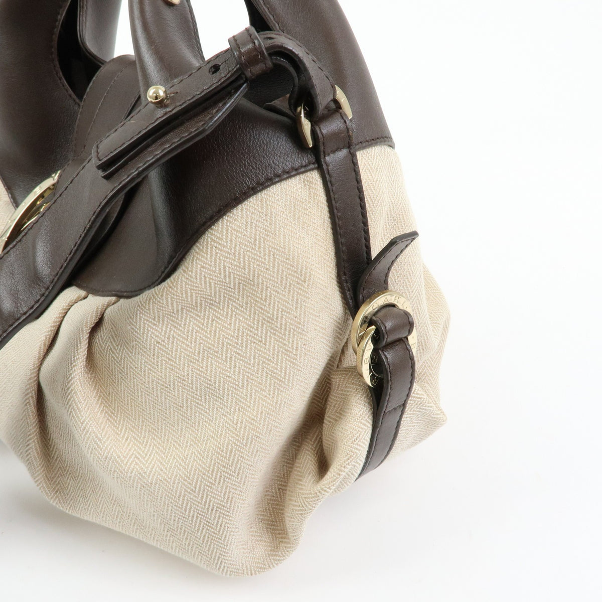 Bvlgari Chandra Hobo Canvas and Leather, Beige, Canvas, Shoulder Bag