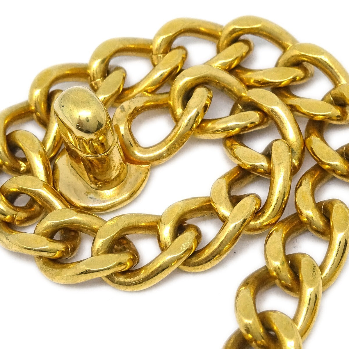 Chanel Vintage CC Turnlock Chain Metal, Gold, Gold Plated, Bracelet