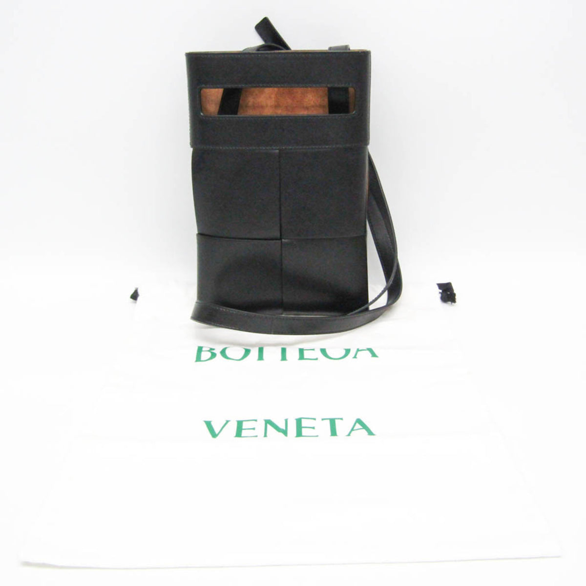 Bottega Veneta Cut Out Maxi Intrecciato Leather, Black, Leather, Crossbody Bag