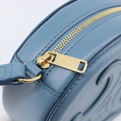 Celine Triomphe Oval Leather, Blue, Leather, Crossbody Bag