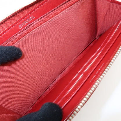 Chanel Zip Around Quilted Lambskin, Red, Leather, Wallet