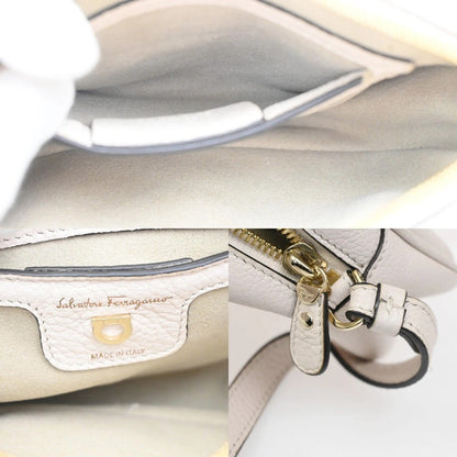 Salvatore Ferragamo City Camera Leather, White, Leather, Handbag