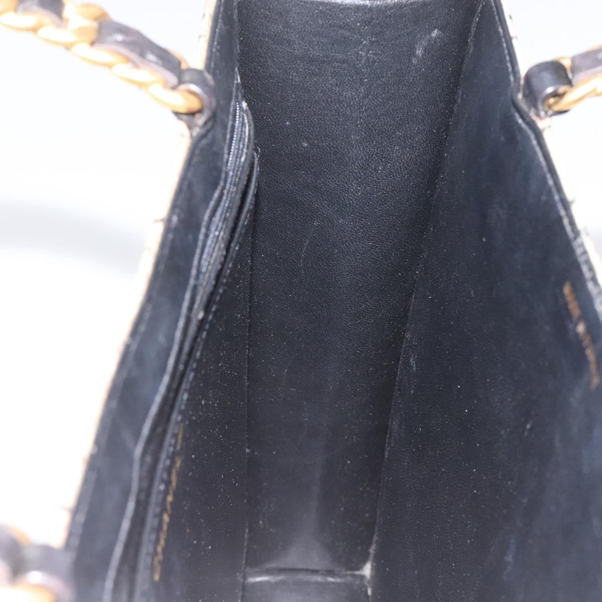 Chanel Vintage Chocolate Bar Leather, Beige, Leather, Tote Bag