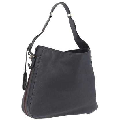 Gucci Heritage Web Hobo Leather, Gray, Leather, Shoulder Bag