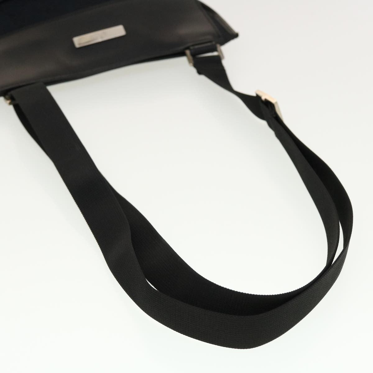 Gucci Vintage Flat Messenger GG Canvas and Leather, Black, Canvas, Handbag