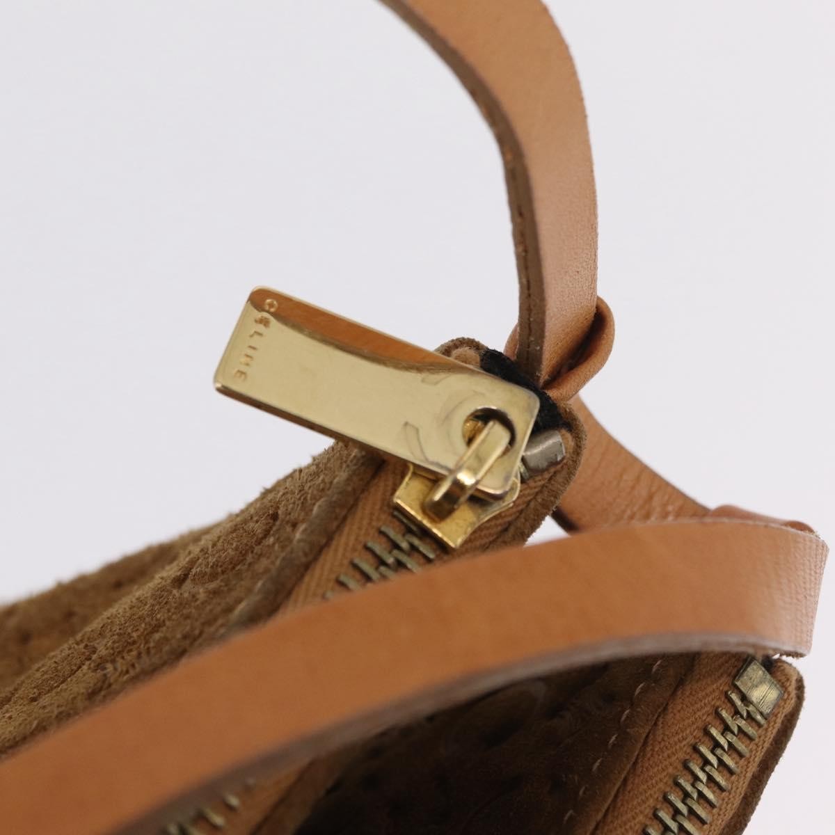Celine C Macadam Shoulder Suede, Brown, Suede, Handbag
