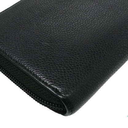 Chanel Portefeuille long CC logo Caviar Skin, Black, Leather, Wallet