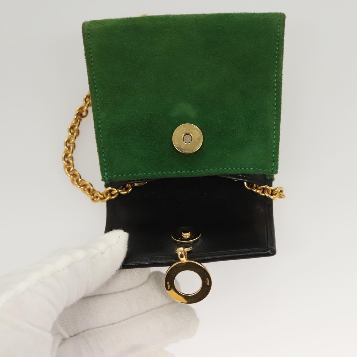 Celine Circle Logo Suede, Green, Suede, Clutch
