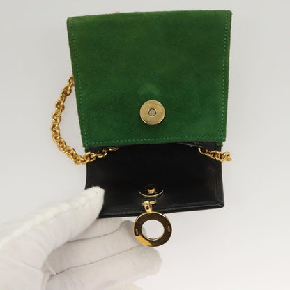 Celine Circle Logo Suede, Green, Suede, Clutch