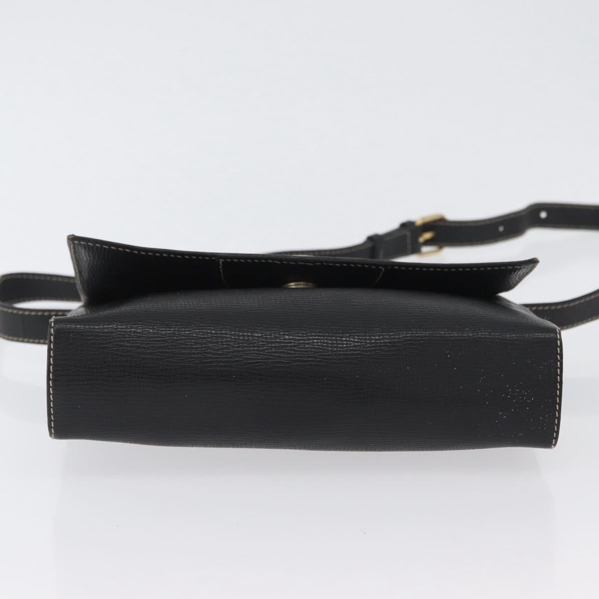 Celine Circle Logo Leather, Black, Leather, Shoulder Bag