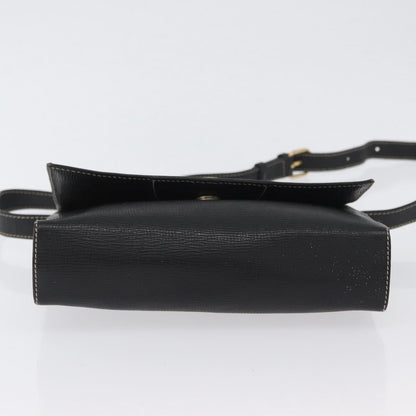 Celine Circle Logo Leather, Black, Leather, Shoulder Bag