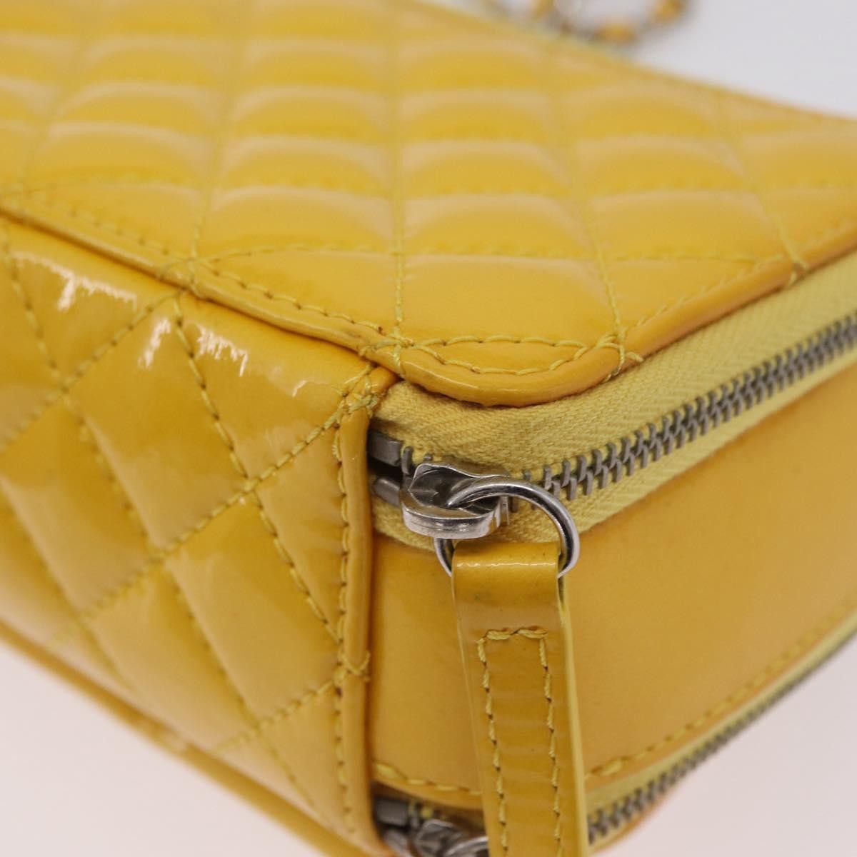 Chanel Pocket Box Camera Case Quilted Patent, Yellow, Patent Leather, Crossbody Bag