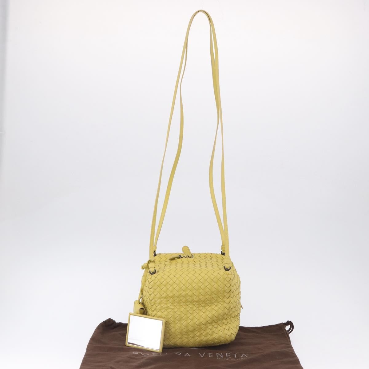 Bottega Veneta Zip Cube Messenger Intrecciato Nappa, Yellow, Leather, Shoulder Bag