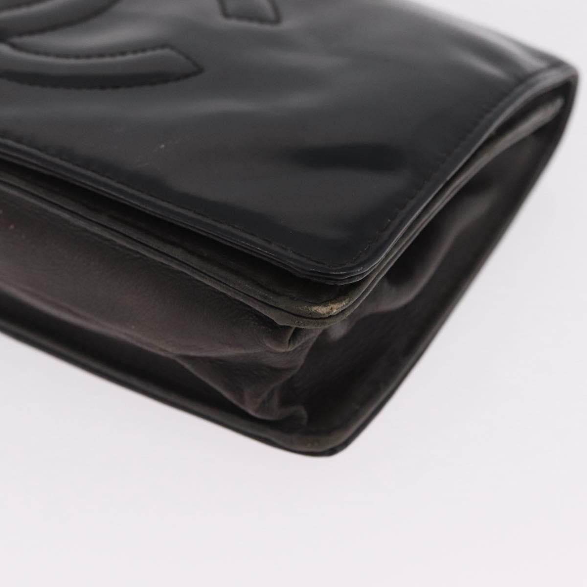 Chanel Vintage CC Wallet on Chain Patent, Black, Patent Leather, Crossbody Bag
