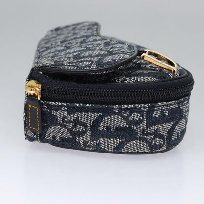 Christian Dior Vintage Saddle Coin Purse Diorissimo Canvas, Navy, Canvas, Clutch
