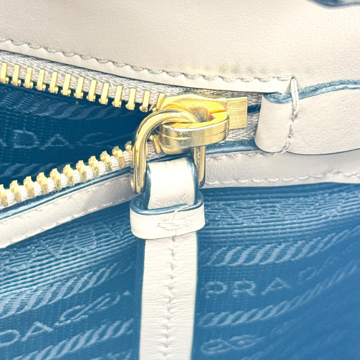 Prada Vintage Tote Leather, Beige, Leather, Tote Bag
