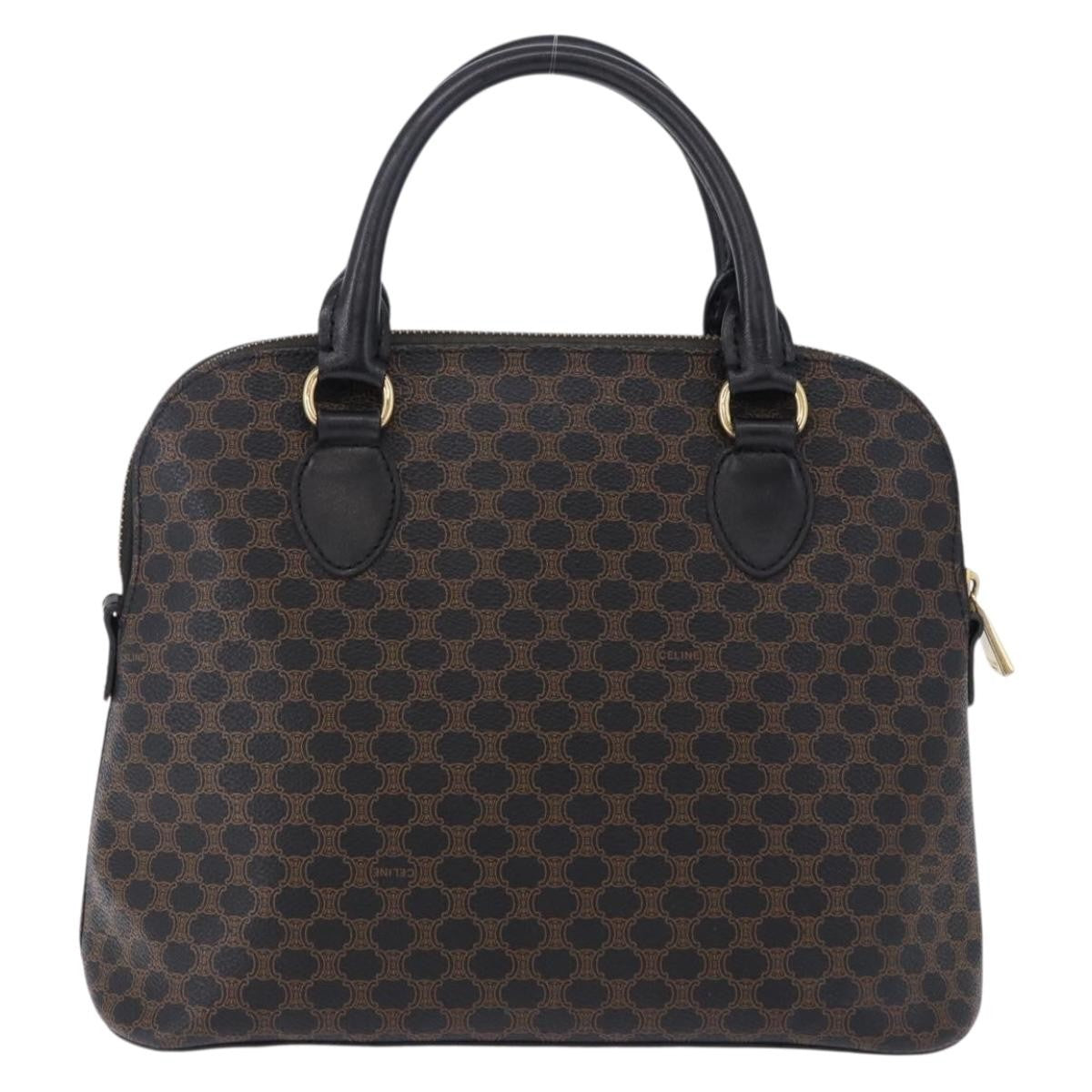 Celine Macadam Toile Triomphe, Black, Canvas, Handbag