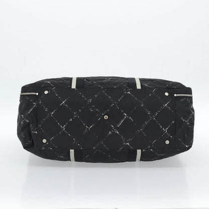 Chanel Travel Line Duffle Printed Nylon, Black, Nylon, Travel Bag