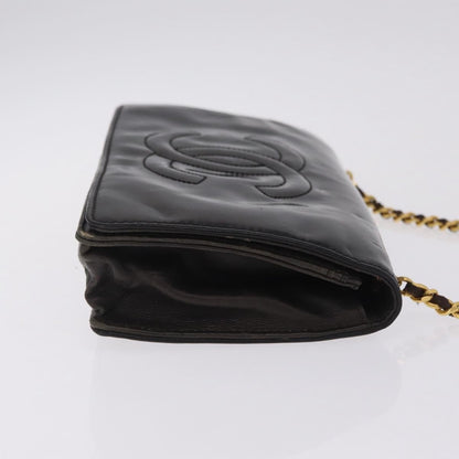 Chanel Vintage CC Wallet on Chain Patent, Black, Patent Leather, Crossbody Bag